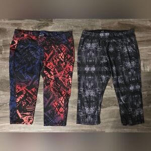 Athletic Works Women's Capris - Red and Black Abstract